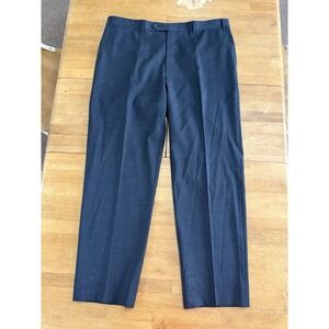 Canali 1934 Dress Pants Mens 38x30 Gray Check 100% Wool Flat Trousers ITALY